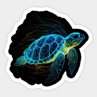 Sea Turtle Blue Neon Sticker